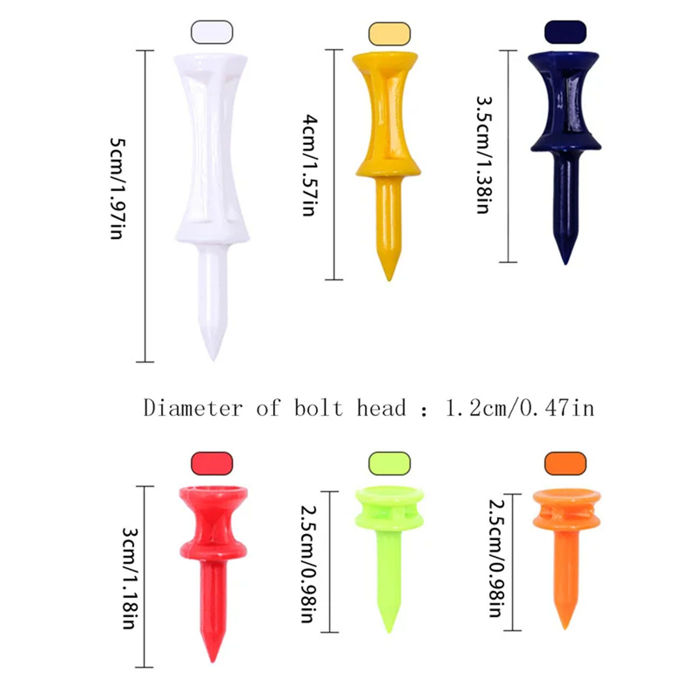 Description Picture 2 of item50 Pcs/Pack Professional Golf Tees 25mm-51mm Castle Orange Golfer Accessory Plastic golf tees perfect for Teeing the ball