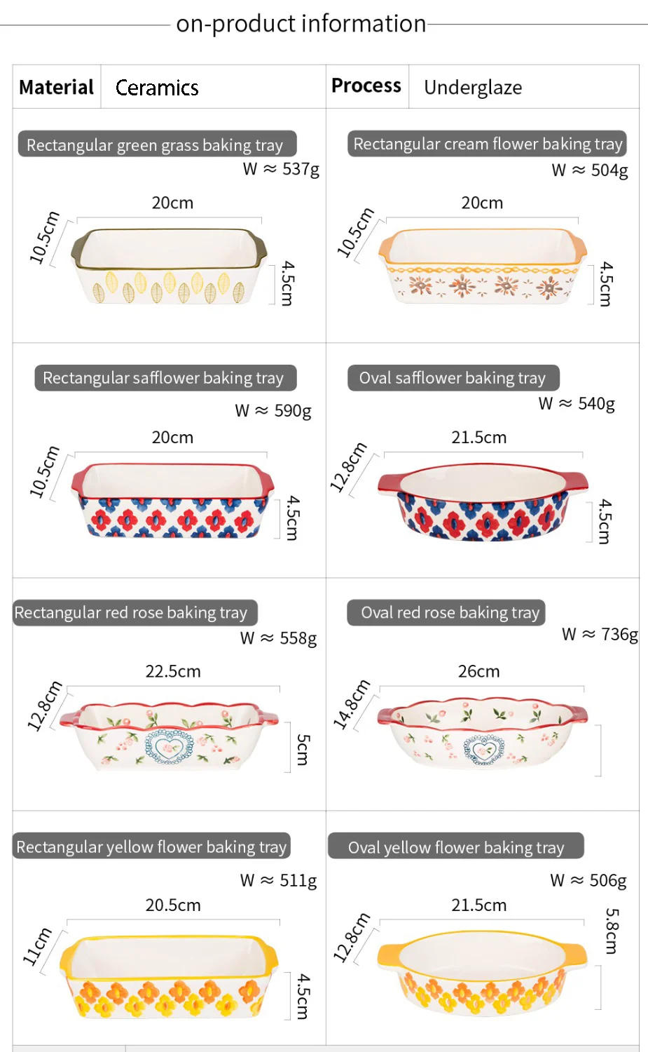 Description Picture 2 of itemCeramic Baking Dish Roasting Lasagna Pan  Rectangular Dish Bakeware Pan With Handle Oven Kitchen Baking Tool