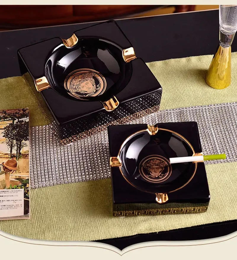 Description Picture 3 of itemEuropean style ashtray ceramic ashtray creative trend fashion retro living room coffee table large home office