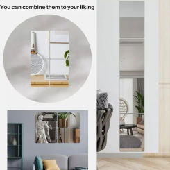 4Pcs Acrylic Mirrors Set Adhesive Bath Mirror Tiles 2mm Thick Flexible Unbreakable Mirror Stickers For Bedroom Living Room Decor