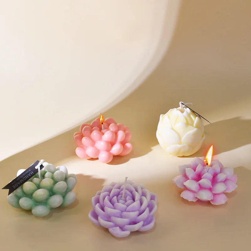 Description Picture 6 of itemSucculent Lotus Silicone Candle Molds 3D Relief Flower Soap Gypsum Crafts Resin Mold DIY Chocolate Dessert Cake Baking Tools