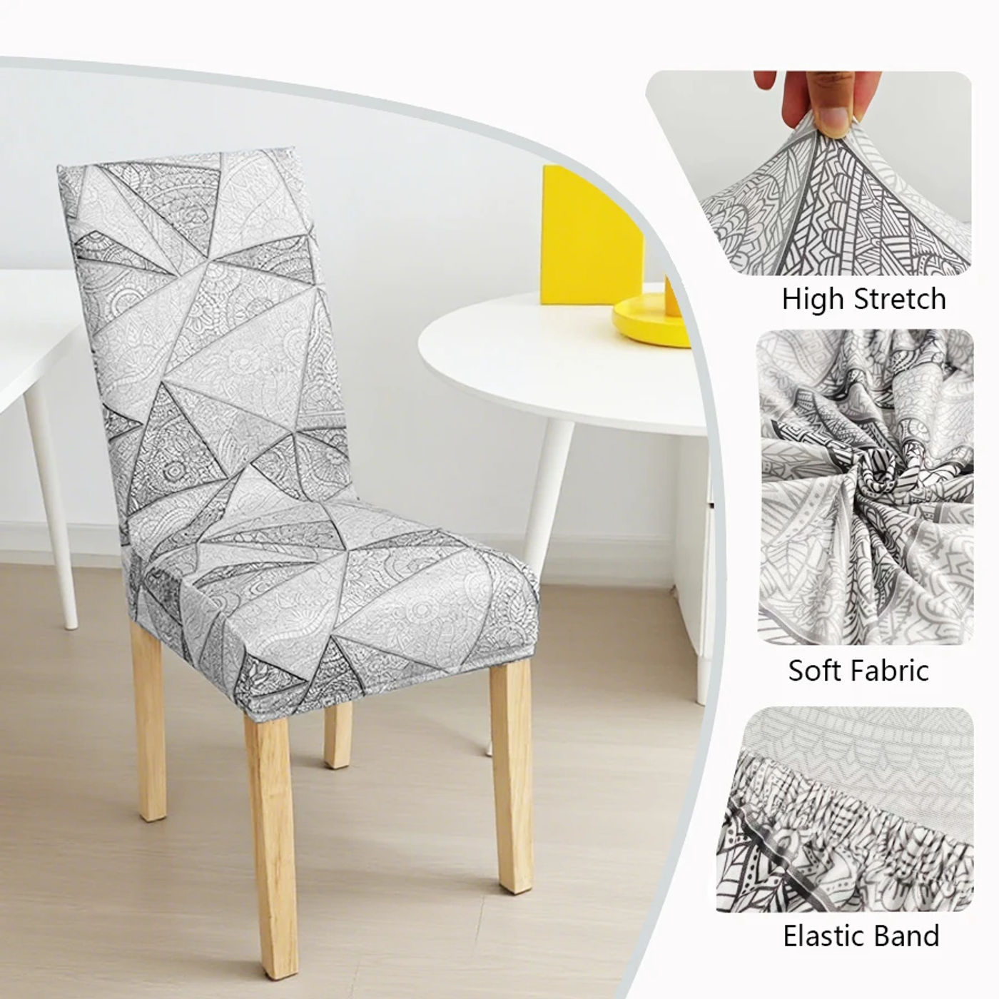 Description Picture 5 of itemModern minimalist high-elasticity polyester dust-proof and stain-resistant chair covers for living room, dining room and bedroom
