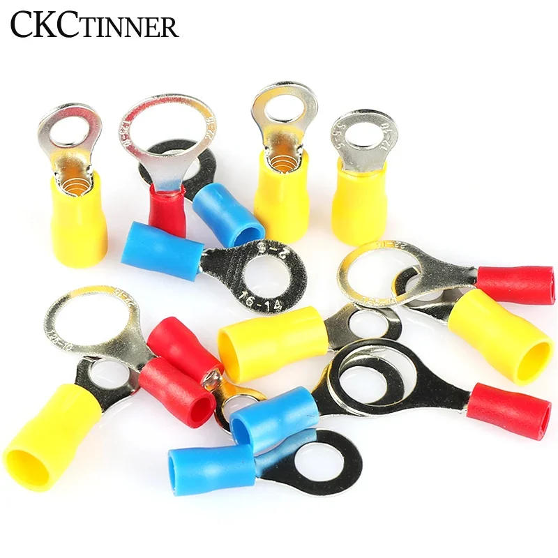Description Picture 3 of item100Pcs A.W.G 22-16 RV Crimp Terminal Insulated Ring Wire Connectors Wiring Terminals Circular Round Cold Press Cable End Connect