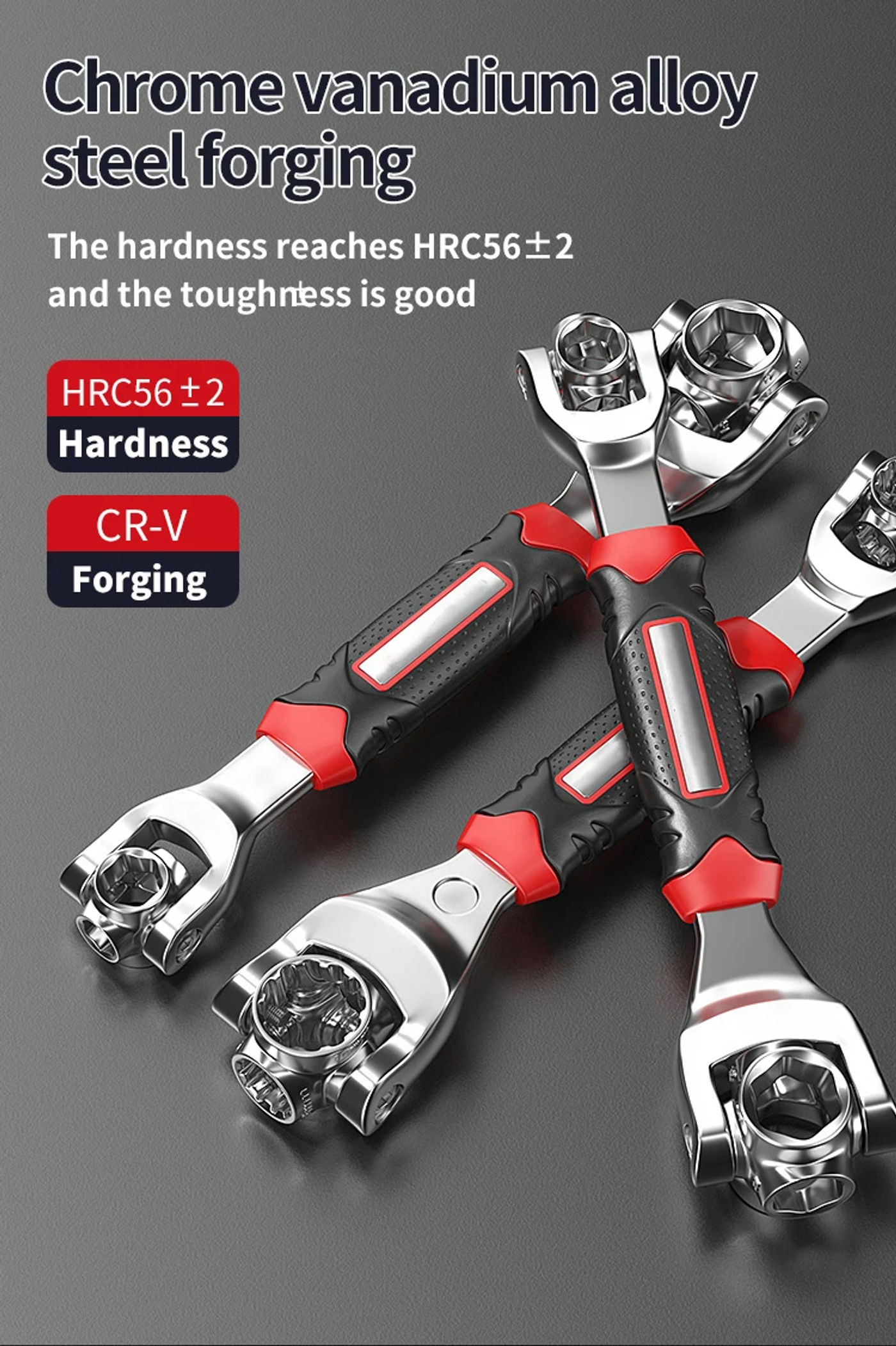 Description Picture 4 of item52 in 1 Tools Socket Works Universal Ratchet Spline Bolts Sleeve Rotation Hand Tools 360 Degree Multipurpose Tiger Wrench