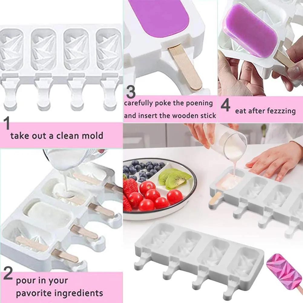Description Picture 2 of itemSummer Silicone Popsicle Mold Ice Cream Mould Summer DIY Homemade Ice Cube Tray Ice Pop Block Freezer Juice Dessert Maker Tool
