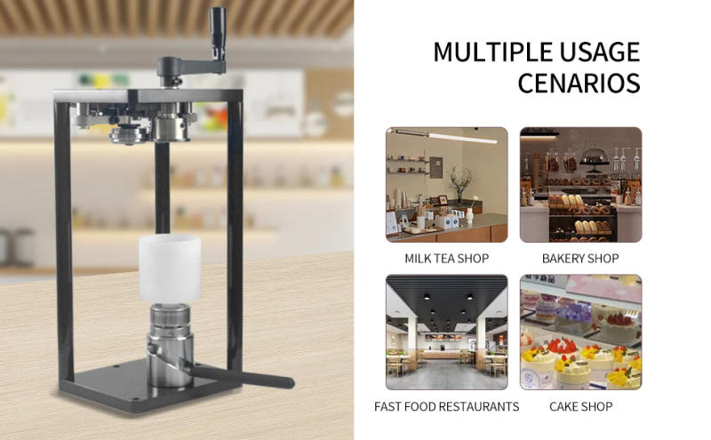 Description Picture 2 of itemXEOLEO Desktop Manual Rotary Can Seamer 55MM PET Plastic Aluminum Tin Jar Soft Drinks Coffee Milk Bubble Tea Can Sealing Machine