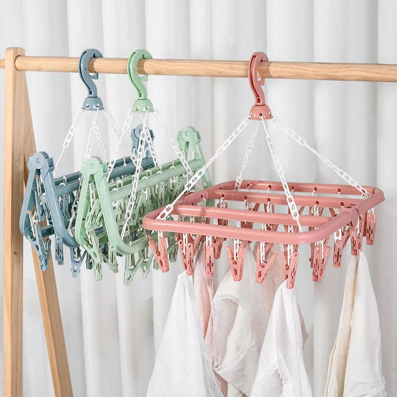 Description Picture 2 of itemClothes Drying Hanger with 32 Clips / 8 Socks Underwear Folding Laundry Hanging Rack