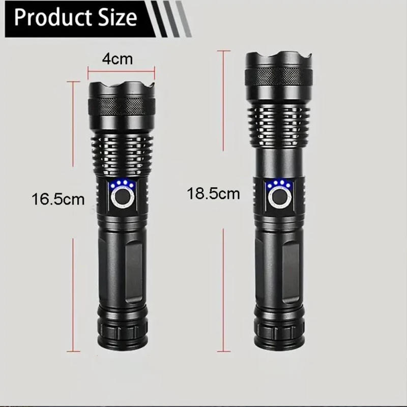 Description Picture 3 of itemHigh Power White Laser LED Flashlight 26650 Battery USB Rechargeable Strong Light Tactical Torch Outdoor Camping Hiking Lamp