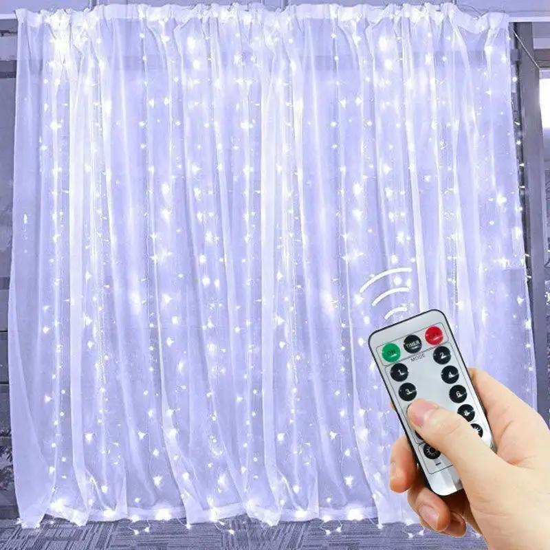 Description Picture 2 of item8 Mode Remote USB Festoon LED String Light Christmas Fairy Garland Curtain Light Decor For Home Holiday Decorative New Year Lamp