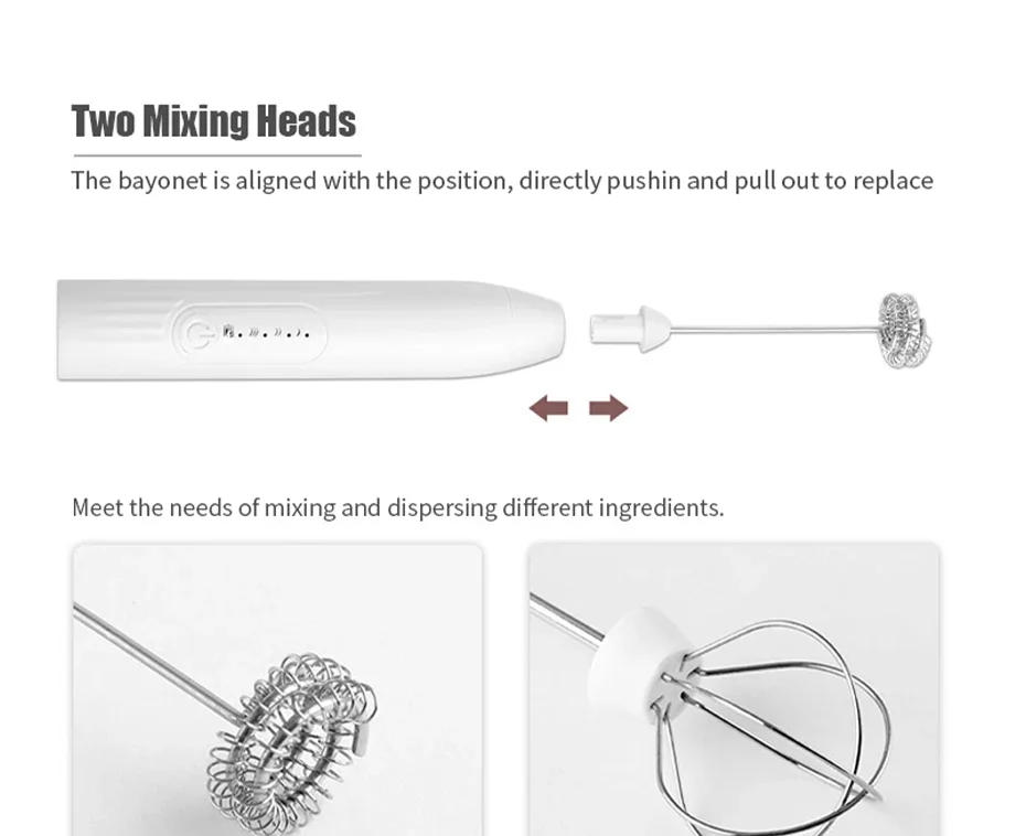 Description Picture 5 of itemBaking Mixer Milk Frother 2-in-1 USB Rechargeable Electric Egg Beater Kitchen Gadgets Coffee Stirrer Thermomix Tm6 Tools Dining