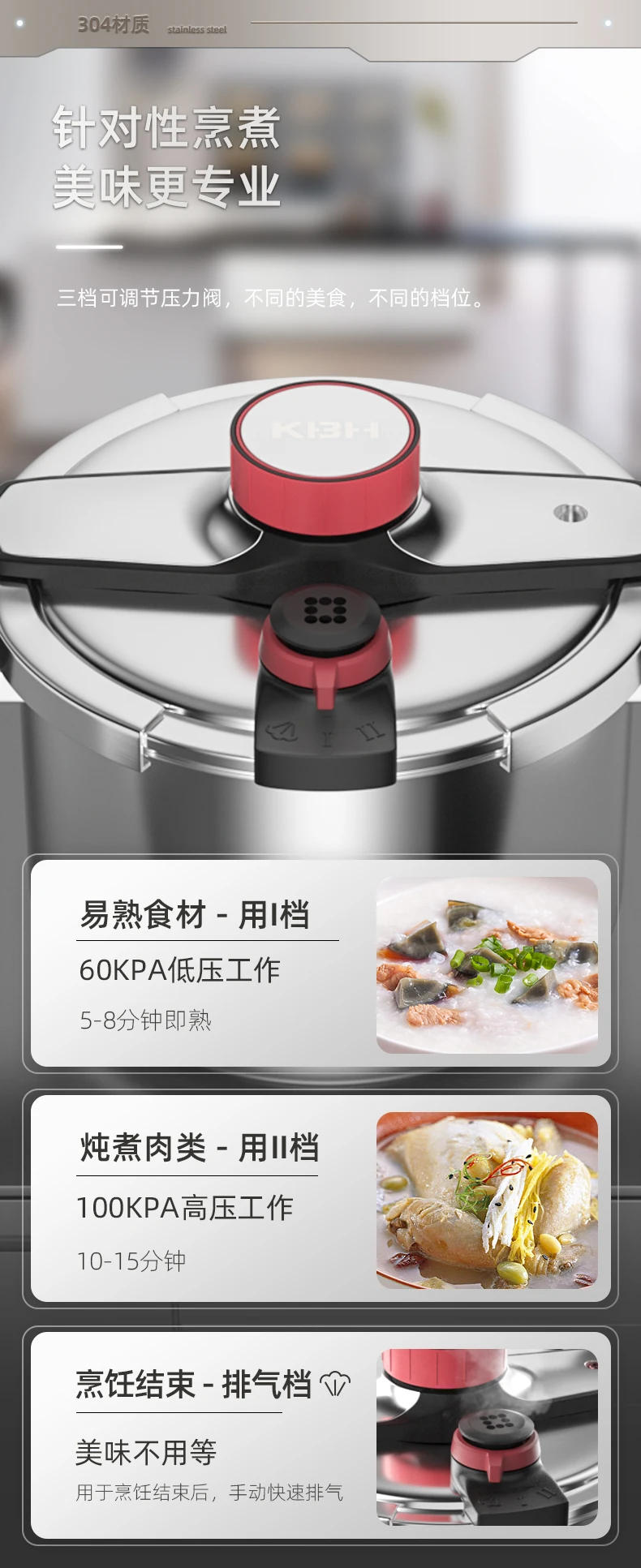 Description Picture 4 of item304 Stainless Steel Household Thickened Pressure Cooker, Pressure Cooker, Explosion-proof Gas Induction Cooker Rice Cooker