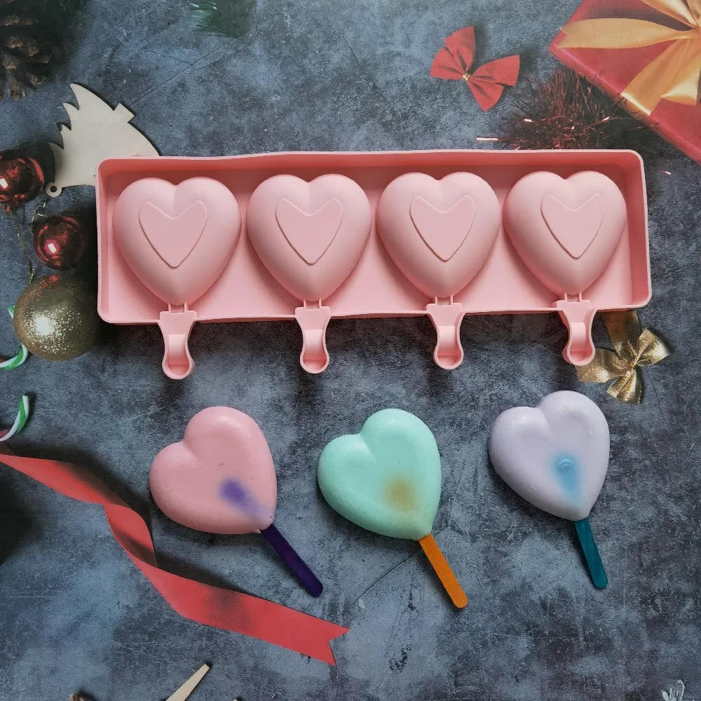 Description Picture 4 of itemIce Cream Mold Heart Shape Silicone Popsicle Form Maker  Lolly Moulds  Cube Tray for Party Bar Decoration Fondant Molds
