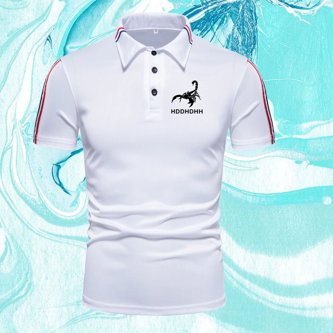 Description Picture 4 of itemNew HDDHDHH Brand Print Summer High Quality Polo Shirt Men's Short Sleeve T-Shirt Slim Lapel Solid Color Top