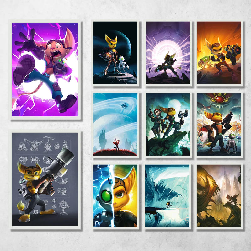 Description Picture 3 of itemRatchet N Clank Cartoon Fan Art Poster Canvas Painting Cartoon Kids Room Aesthetic Wall Decor Ratchet N Clank Anime Decoration