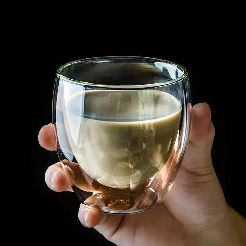Description Picture 4 of item1-6PCS 80-650ml Double Wall Glass Clear Handmade Heat Resistant Tea Cups Healthy Drink Coffee Milk Mug Insulated Shot Glass Gift