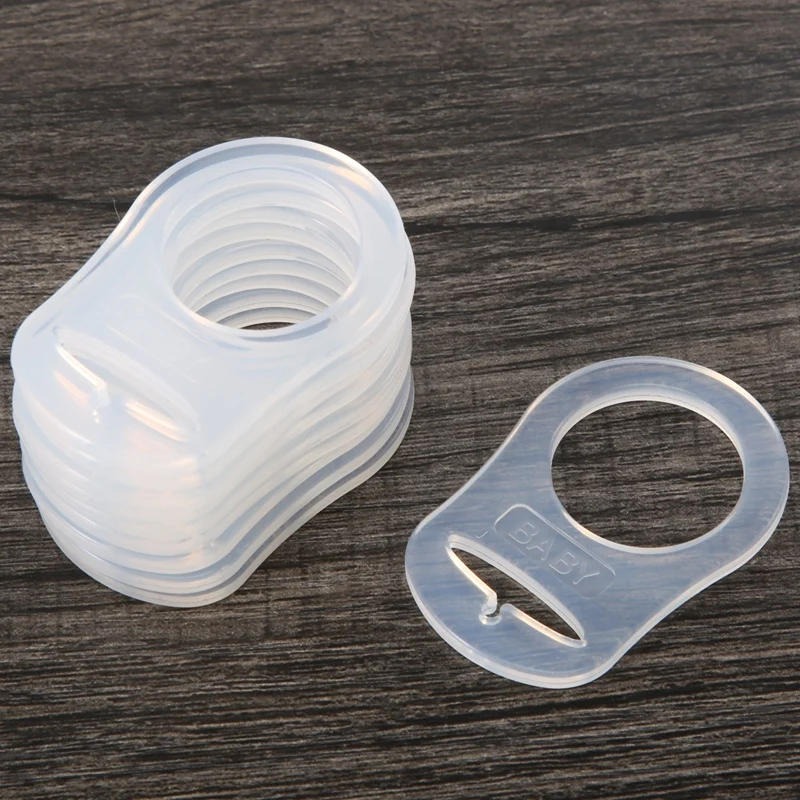 Description Picture 5 of item10 Pcs Button Silicone Ring Mam Pacifier Holder Mannequin Clip Adapter Transparent