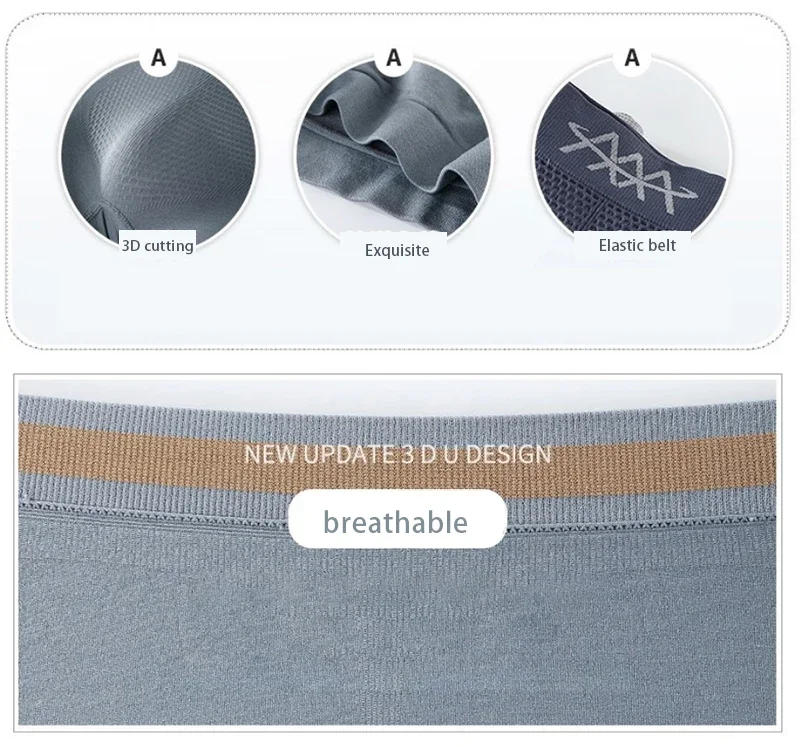 Description Picture 2 of itemMen Boxers High Elasticity Seamless Men Underpants Honeycomb Breathable Mid Waist Male Underwear Soft Moisture-wicking Panties