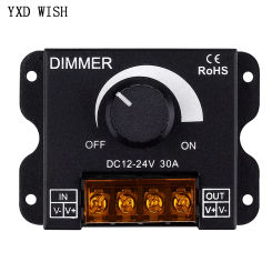 Adjustable Brightness Driver DC Voltage Regulator 30A Power Supply Adjustable Speed Controller LED Dimmer Switch 12V/24V Dimmers