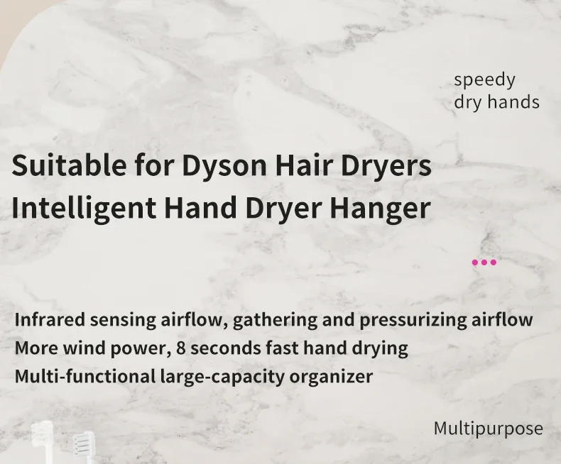 Description Picture 4 of itemFor Dyson Wall Mounted Hair Dryer Holder For Iconic Brand Hair Dryer Change Into Automatic Hand Dryer  with Storage Box hanger