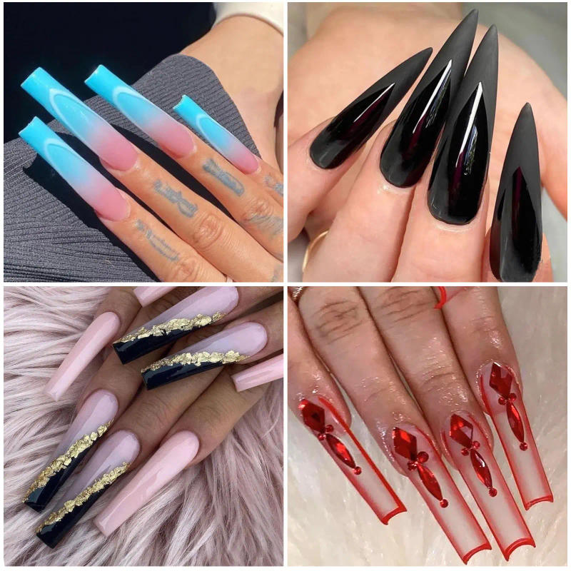 Description Picture 6 of item240pcs XXL False Nails Super Long Ballerina Nails Press on Nail Full Cover Matte Gel Tips Nail Art American Capsule Fake Tips