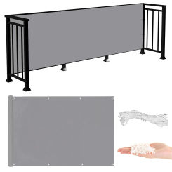 Balcony Privacy Shade Cloth, Opaque Tarpaulin for UV protection on balcony railings, outdoor patios, decks, porches (grey)