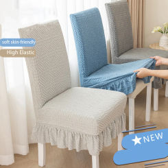 2024 New Soft Plaid Velvet Chair Covers Thickened Spandex Table Chair Cover Stretch Slipcove For Dining Elastic Home Textiles