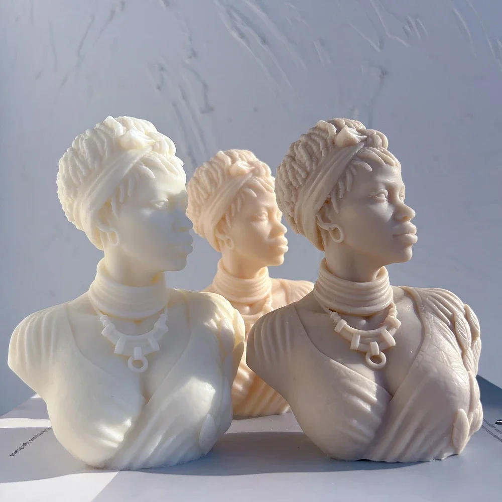 Description Picture 4 of itemAfro Women Candle Mold African Female Goddess Bust Silicone Molds Beautiful Woman Wax Mold Home Decor