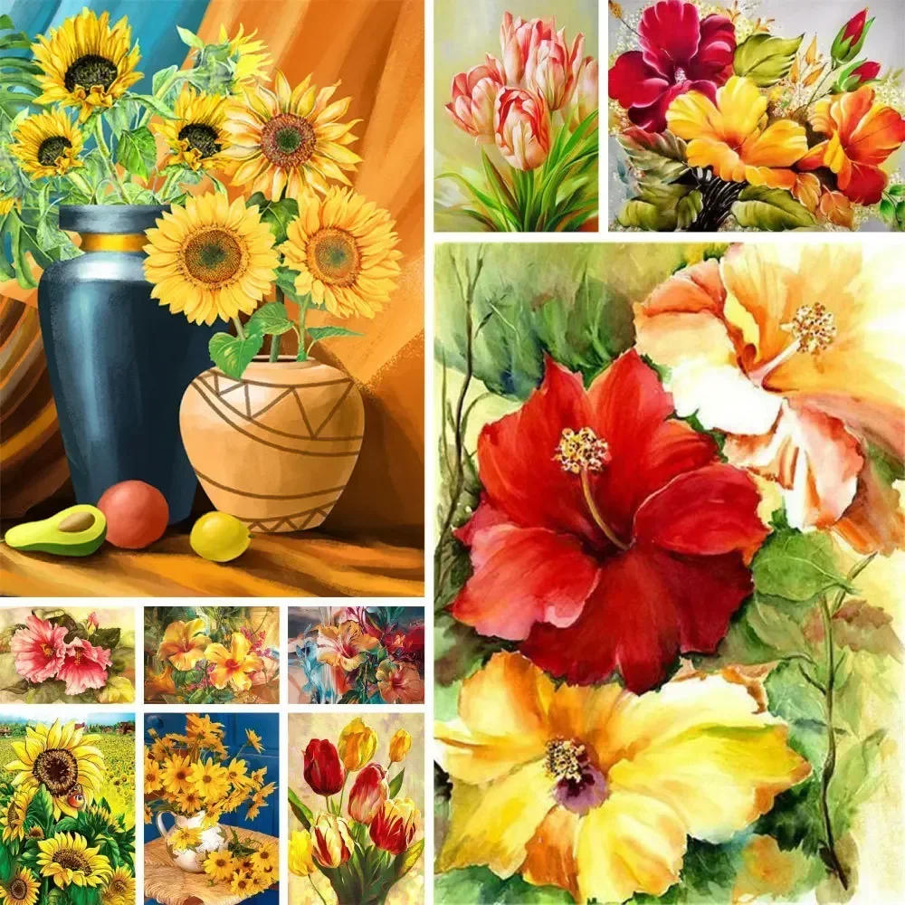 Description Picture 2 of item583192 Morning Glory Tuilp DIY Painting By Numbers Kit Acrylic Paints 50*70 Oil Painting New Design For Kids Wholesale Wall Art