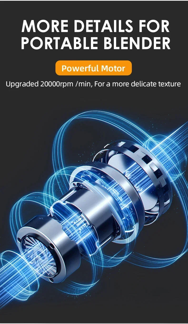 Description Picture 4 of itemIconic Brand Youpin Juicer Cup Portable Mixer Blender Fresh Juice Mixer Electric Wireless Charge Mini Fruit Mixers Juicer Blender New