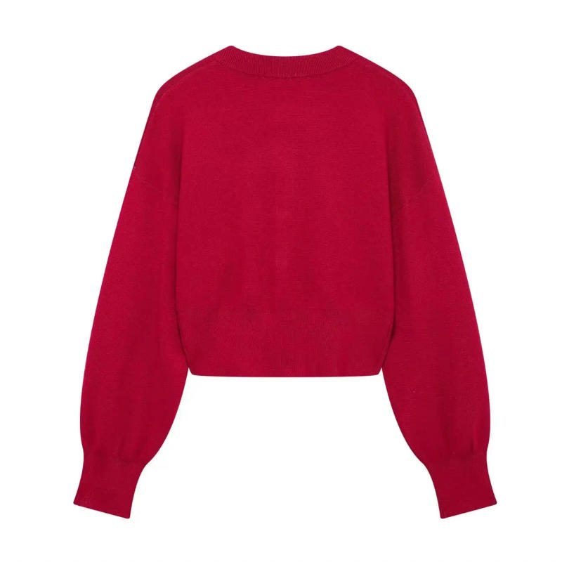 Description Picture 4 of itemTRAF 2025 Spring Women Heart Button Sweaters Sweet O-neck Long Sleeve Causal Knitted Cardigan Fashion Single Breasted Coats