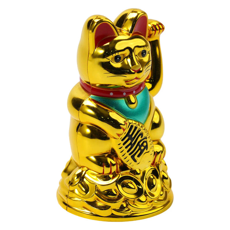 Description Picture 2 of itemChinese Lucky Waving Cat Beckoning Maneki Neko Gold Fortune Feng Shui 6.5" Inch Home Decor Art DIY Ornament Room Decoration