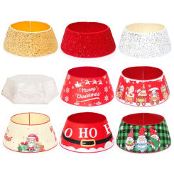 Christmas Tree Surround Base Sequins Christmas Tree Skirt Fabric Collapsible Collar 9 Patterns for Christmas Tree Decor