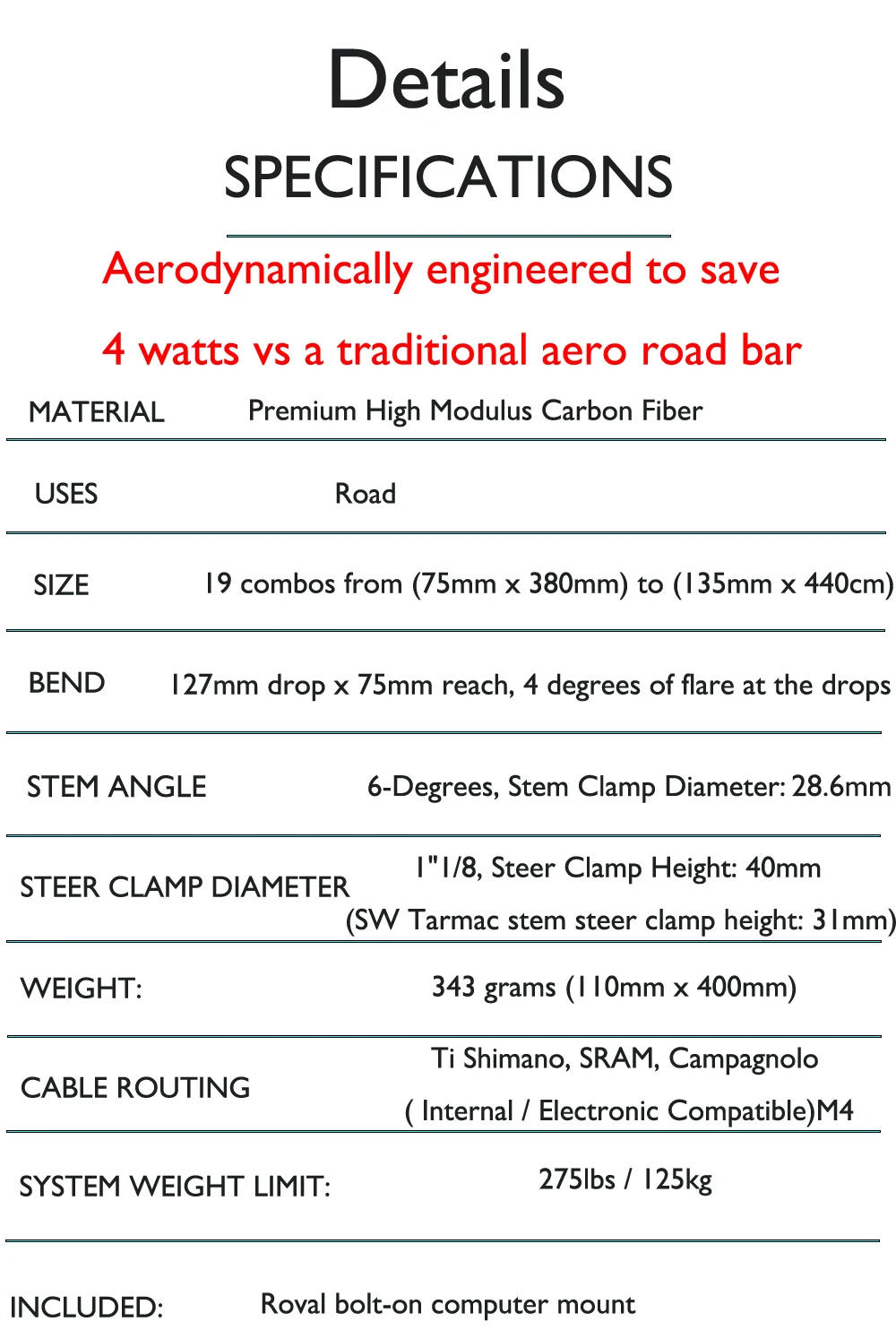 Description Picture 5 of itemSL7 SL8 Carbon Integrated Road Bike Handlebar Di2 Compatible w/ GPS Computer Mount, Accessory Covers, Internal Cable Routing