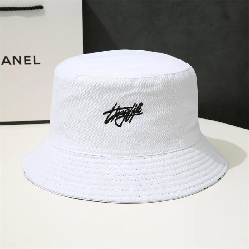 Description Picture 5 of itemDouble-sided Wear Fishing Hat Spring Bucket Hats Women Men Graffiti Embroidery Cap Panama Hat Fisherman Cap for Bob Femme Gorro