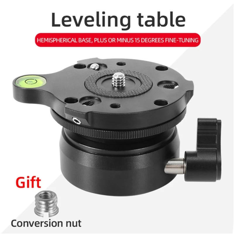 Description Picture 2 of itemUniversal Level Horizontal Adjustment Mount Panoramic Head Tripods DSLR Camera Table Base 15 Degree 3/8 1/4 Inch Screw Drop Ship