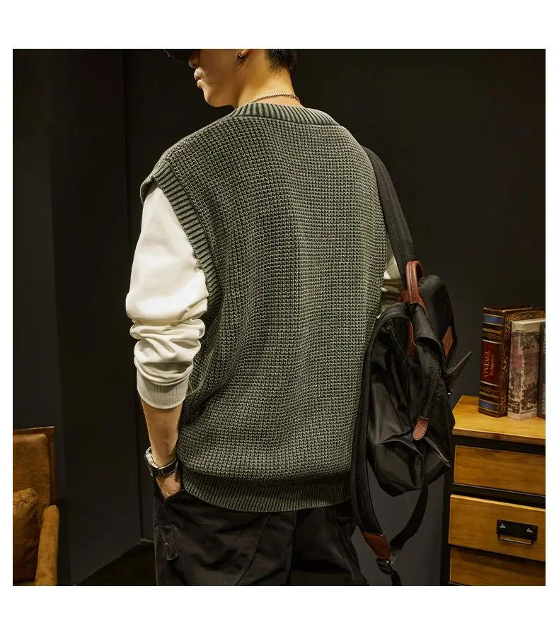 Description Picture 4 of itemTop Quality New Autum Fashion Brand Cardigan Sweater V Neck Knitted Vest Men Solid Trendy Sleeveless Casual Men Clothing B278