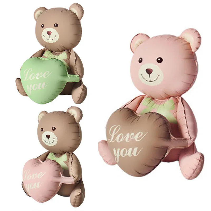 Description Picture 3 of item3D Matte Standing Bear Foil Balloons Assembling Boy Girl Baby Bear Ball Wedding Birthday Party Decor Baby Shower Gifts Supplies