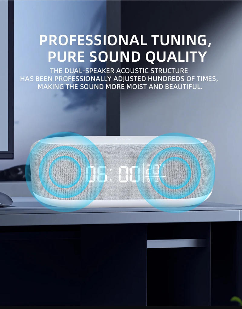 Description Picture 4 of itemBluetooth Speaker Stereo Loudspeaker Wireless Charger Pad Led Light Alarm Clock Fast Wireless Charging for iPhone Samsung Iconic Brand