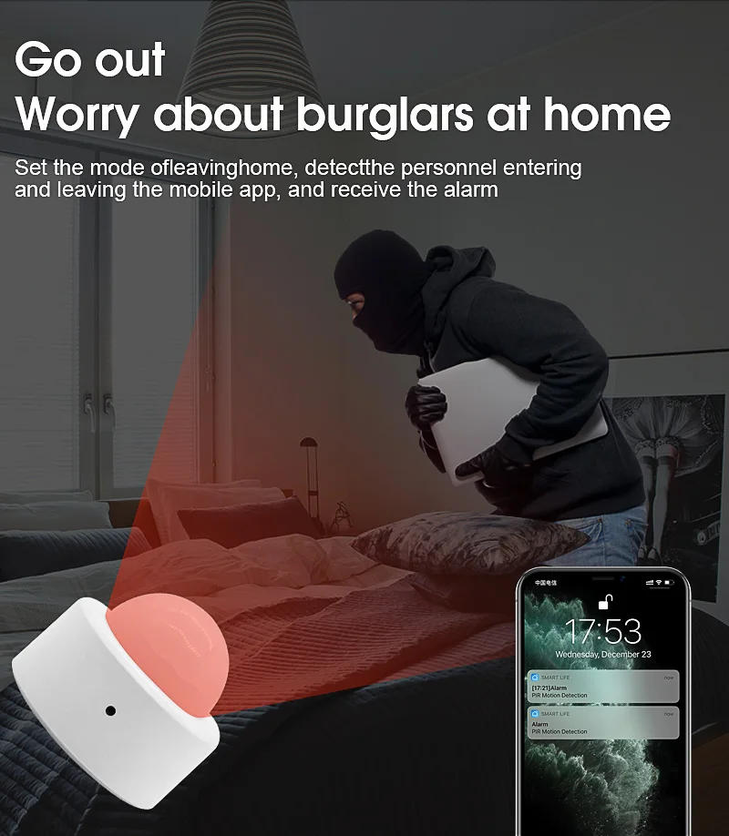 Description Picture 5 of itemTuya Zigbee Human Motion Sensor PIR Human Body Sensor Smart Home via Smart Life APP Real-time Tracking work with Zigbee Gateway