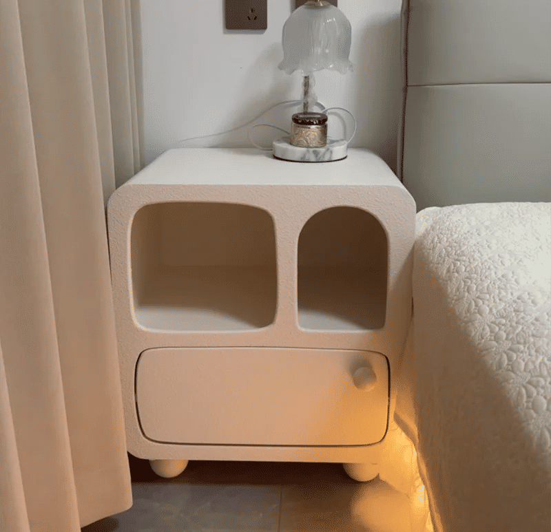 Description Picture 4 of itemFrench Retro Nightstand Bedroom Furniture Night Table Creative Cream Style Household Design Upscale White Bedside Table