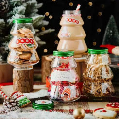 Christmas Tree Shaped Christmas Candy Jars for Wedding Multi-function Sweet Jar Box Home Decor Snacks Storage Bottle Gifts