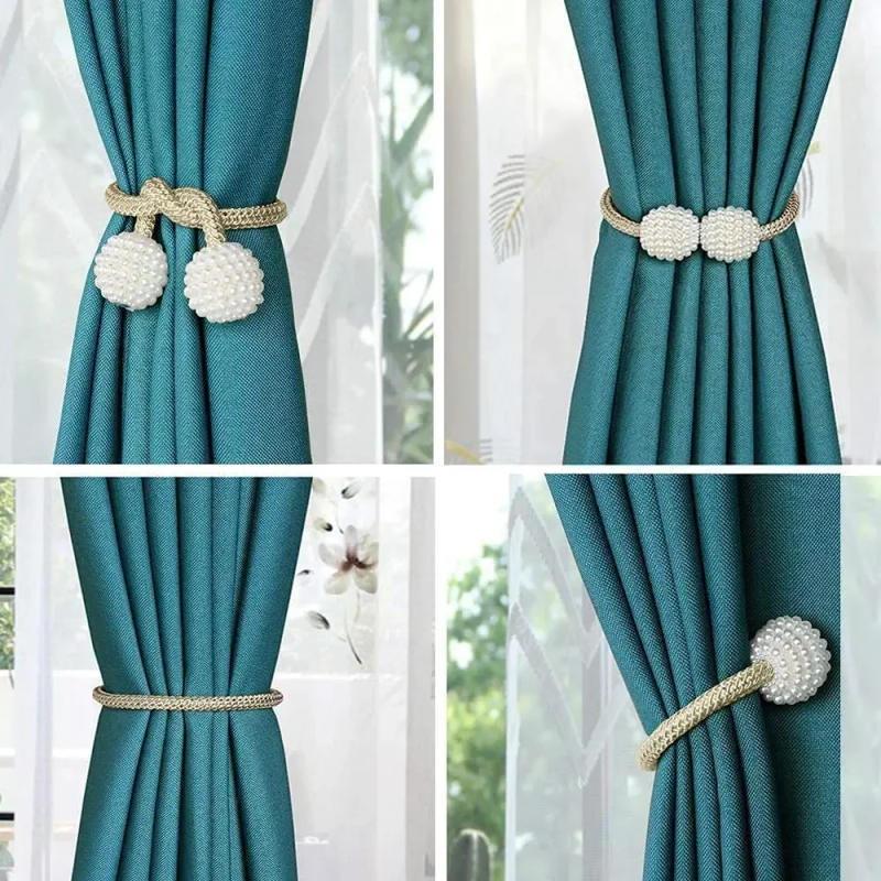 Description Picture 5 of item2PCS Pearl Magnetic Curtain Clip Curtain Holders Tie Back Buckle Clips Hanging Ball Buckle Tie Back Curtain Decor Accessories