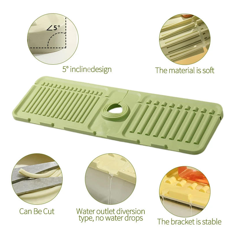 Description Picture 5 of itemKitchen Silicone Sink Faucet Mat Splash Guard for Sink Faucet Absorbent Protectors Mat Kitchen Sink Gadgets