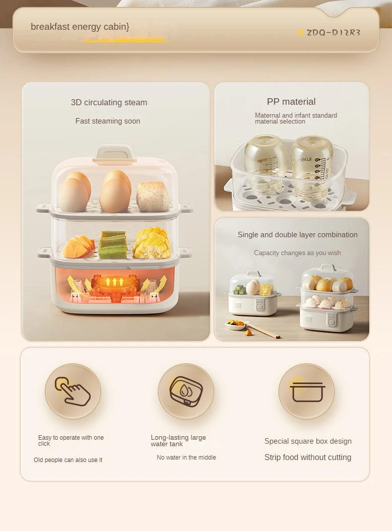 Description Picture 3 of item220V Electric Egg Steamer Household Multifunctional Food Steaming Cooker Home Egg Boiler for Breakfast