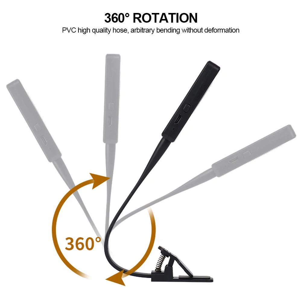 Description Picture 5 of item360° Flexible Table Lamp with Clip Stepless Book Led Desk Lamp Rechargeable Bedside Night Light for Study Reading Office Work