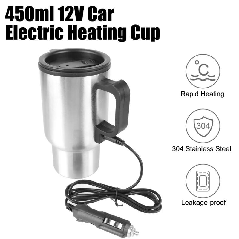 Description Picture 5 of item12V 450ml Electric Heating Car Kettle Water Coffee Milk Thermal Mug Camping Travel Kettle Stainless Steel Vehicle Heating Cup