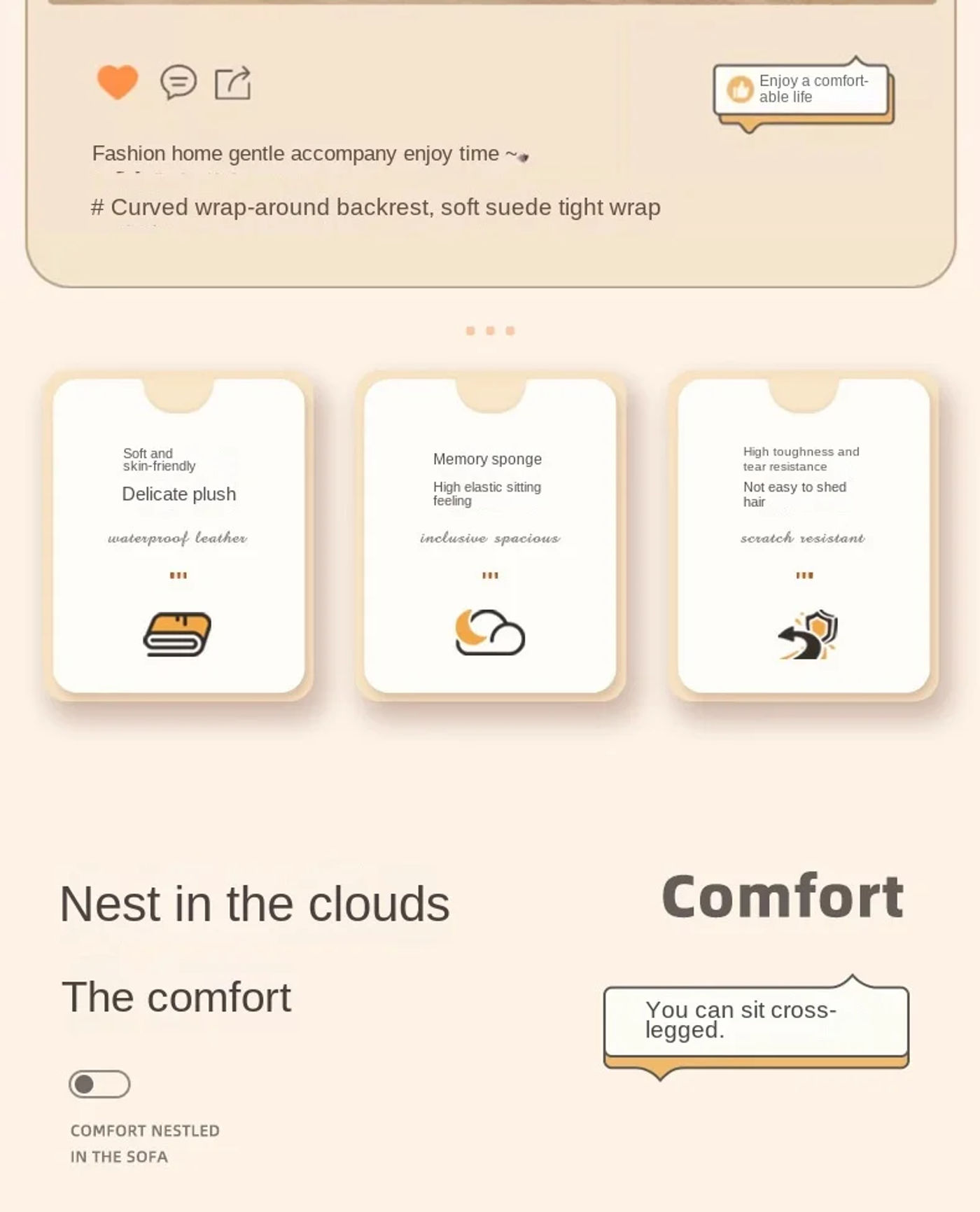 Description Picture 3 of itemWuli Huse Internet Celebrity BOBO Wool Lazy Sofa Chair Living Room Bedroom Dressing Room Single Sofa Makeup Chair Dressing Chair