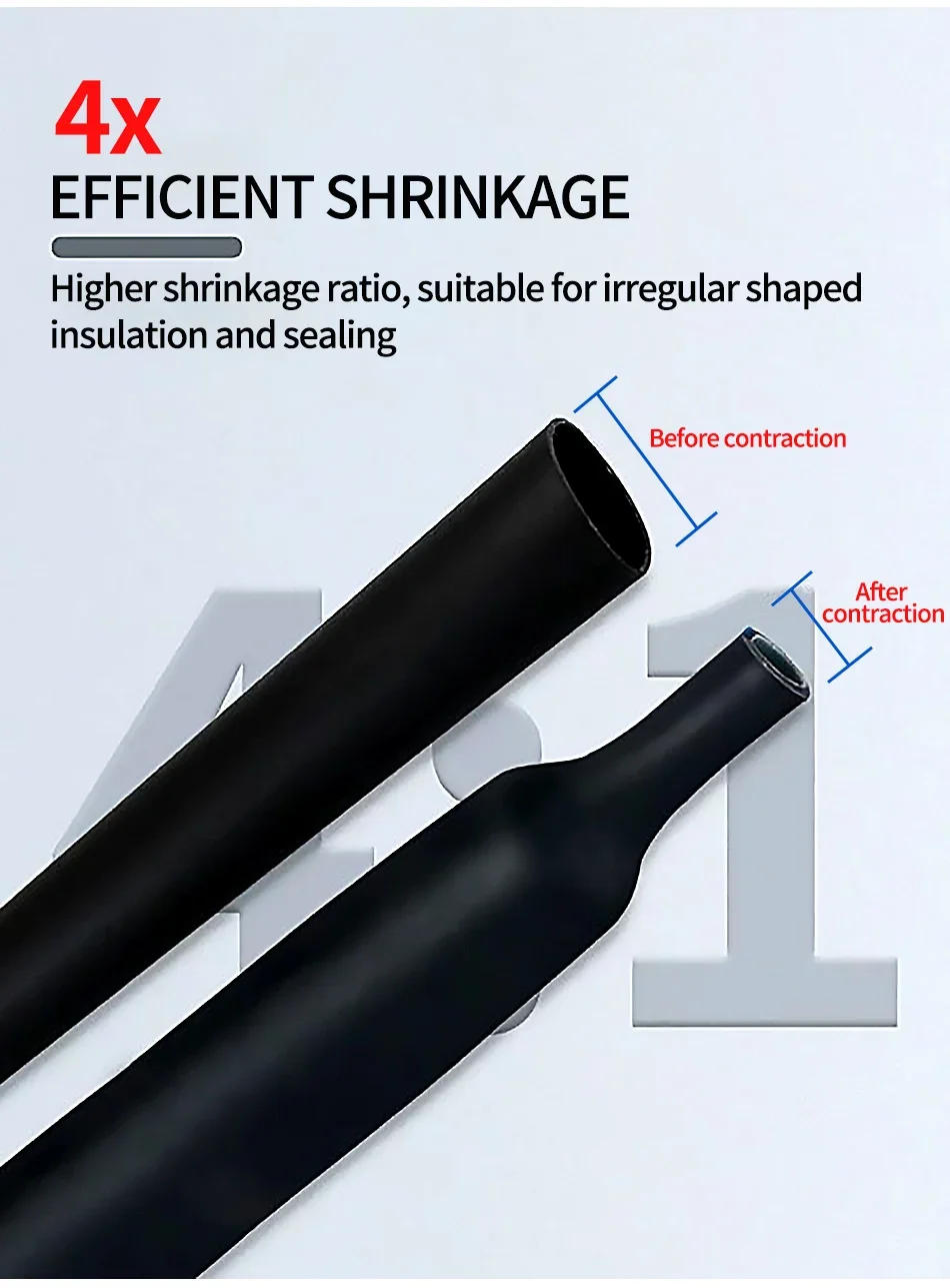 Description Picture 5 of item100 Meters/ 10M 4:1 Heat Shrink Tube with Glue Polyolefin Shrinking Assorted Heat Shrink Tube Wire Cable Sleeving Tubing