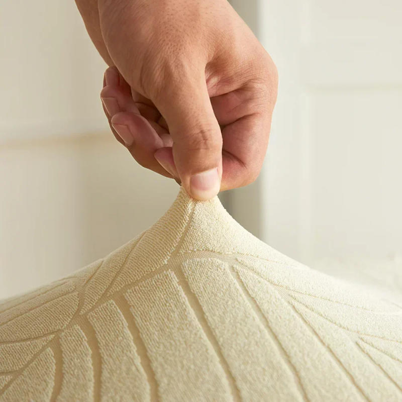 Description Picture 3 of item1/6pcs Water Resistant Leaf Texture Jacquard Stretch Bar Stool Chair Cover Spandex Washable Soft Short Back Chair Covers