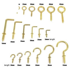 25pcs Golden Picture Photo Frame Lamp Light Cabinet Plant Curtain Net Wire Eye Bolt Eyebolt Screw in Hanger O L C Cup Hook Clasp